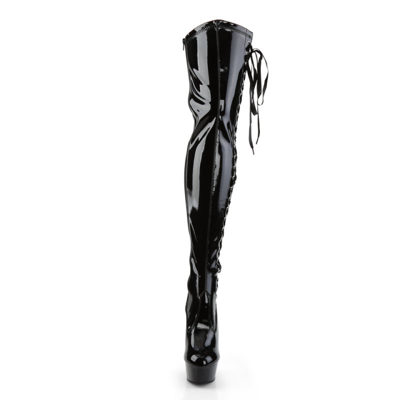 Pleaser Delight-3050 Overknee Stiefel Damen Schwarz | TDOKSRIHO