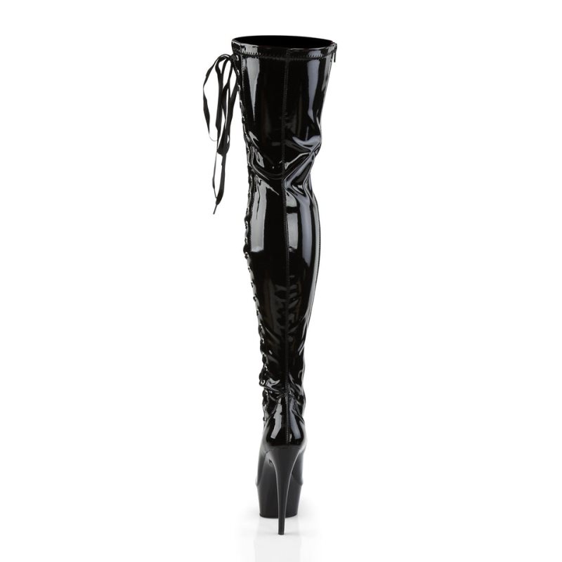 Pleaser Delight-3050 Overknee Stiefel Damen Schwarz | TDOKSRIHO