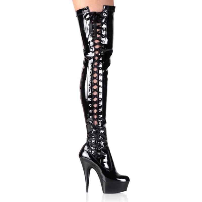 Pleaser Delight-3050 Overknee Stiefel Damen Schwarz | TDOKSRIHO