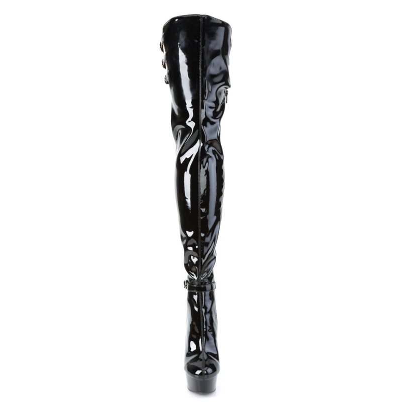 Pleaser Delight-3055 Overknee Stiefel Damen Schwarz | TERZGFXKA