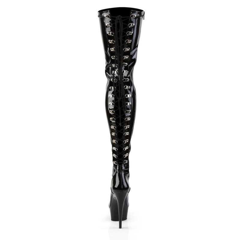 Pleaser Delight-3063 Overknee Stiefel Damen Schwarz | OWETJZBNT