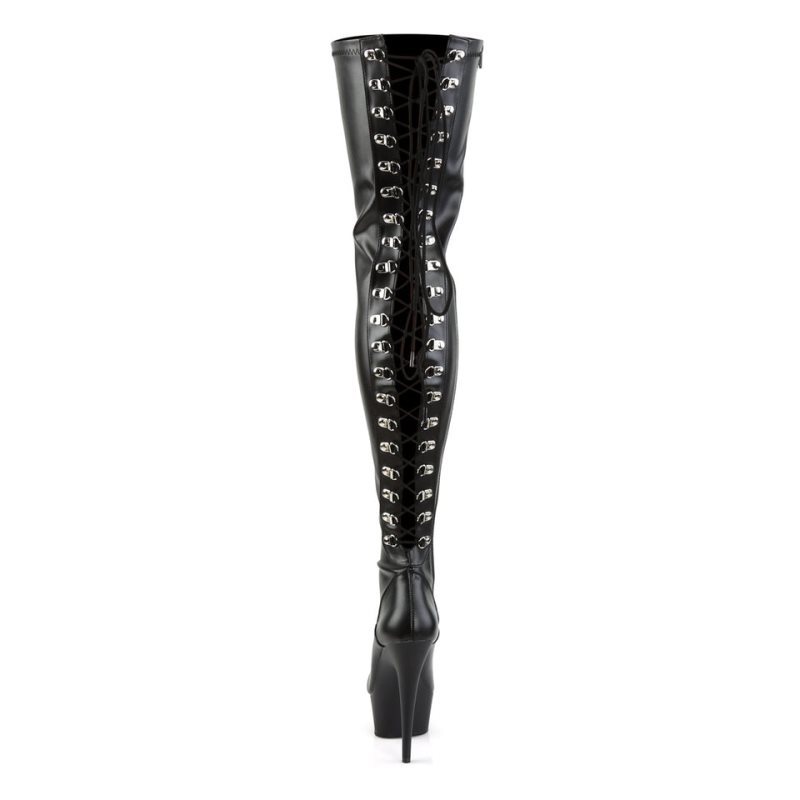 Pleaser Delight-3063 Vegan Leather Overknee Stiefel Damen Schwarz | QKWLWGVXB