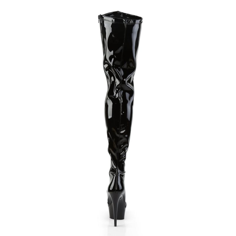 Pleaser Delight-4000 Overknee Stiefel Damen Schwarz | YFWEAPONW