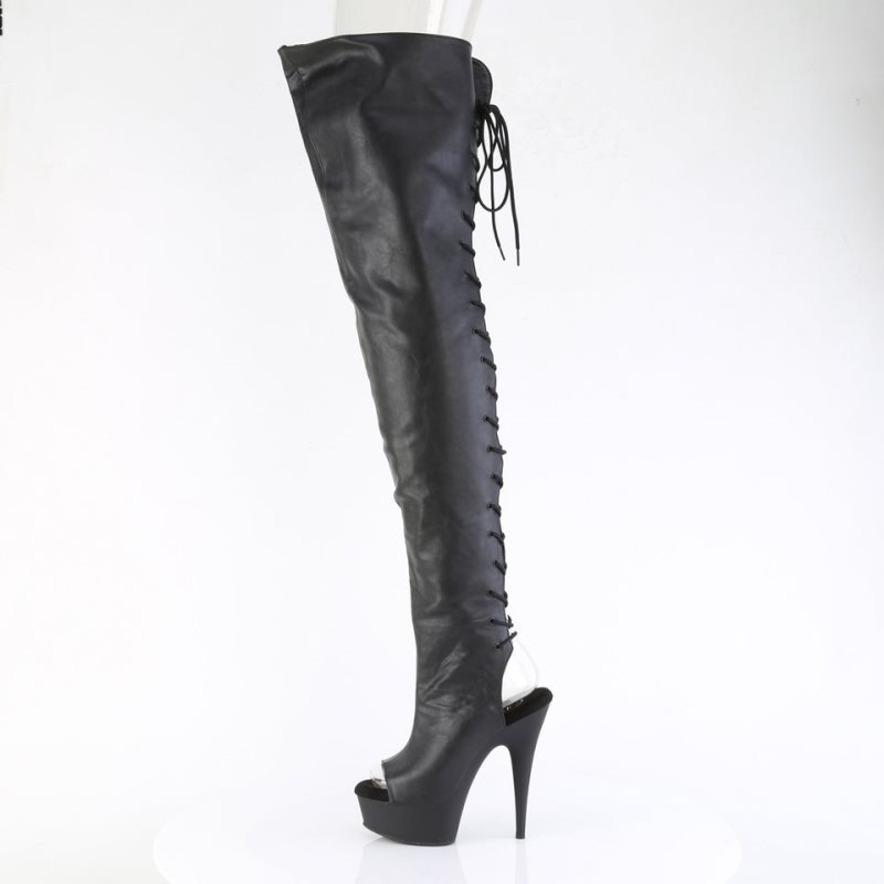 Pleaser Delight-4019 Vegan Leather Overknee Stiefel Damen Schwarz | IRYZSQFLO