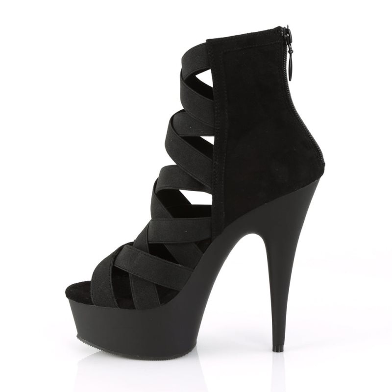 Pleaser Delight-600-24 Suede Plateau High Heels Damen Schwarz | VENIITNGY