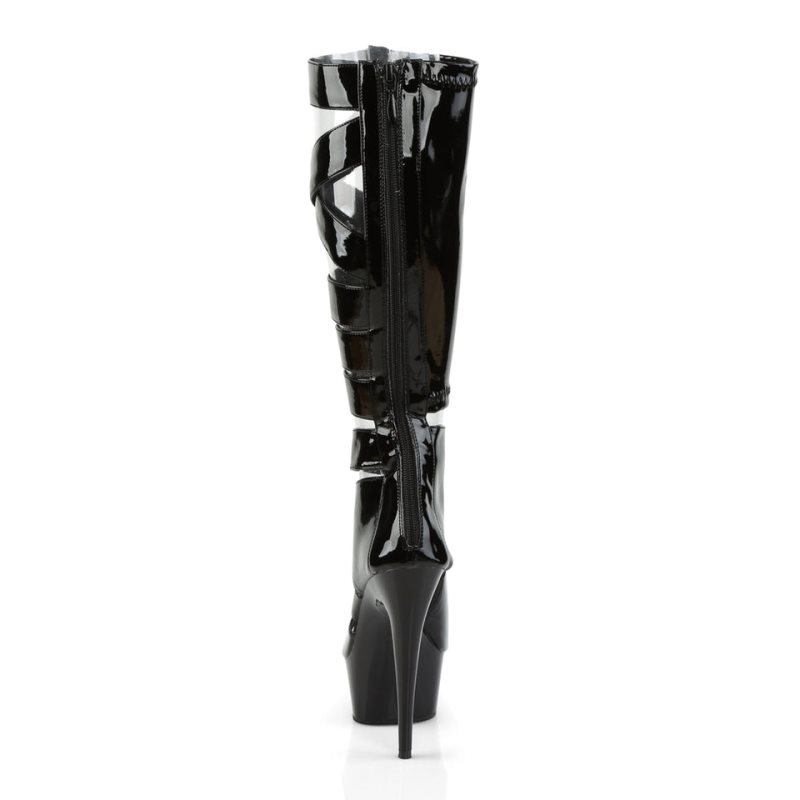 Pleaser Delight-600-49 Plateau High Heels Damen Schwarz | WKTZULVTR