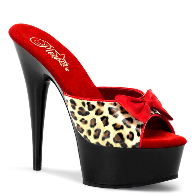 Pleaser Delight-601-6 Plateau High Heels Damen Leopard Schwarz | EYUSOGJXM