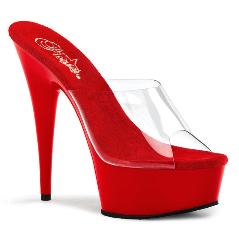 Pleaser Delight-601 Plateau High Heels Damen Rot | ATNBAVWIH