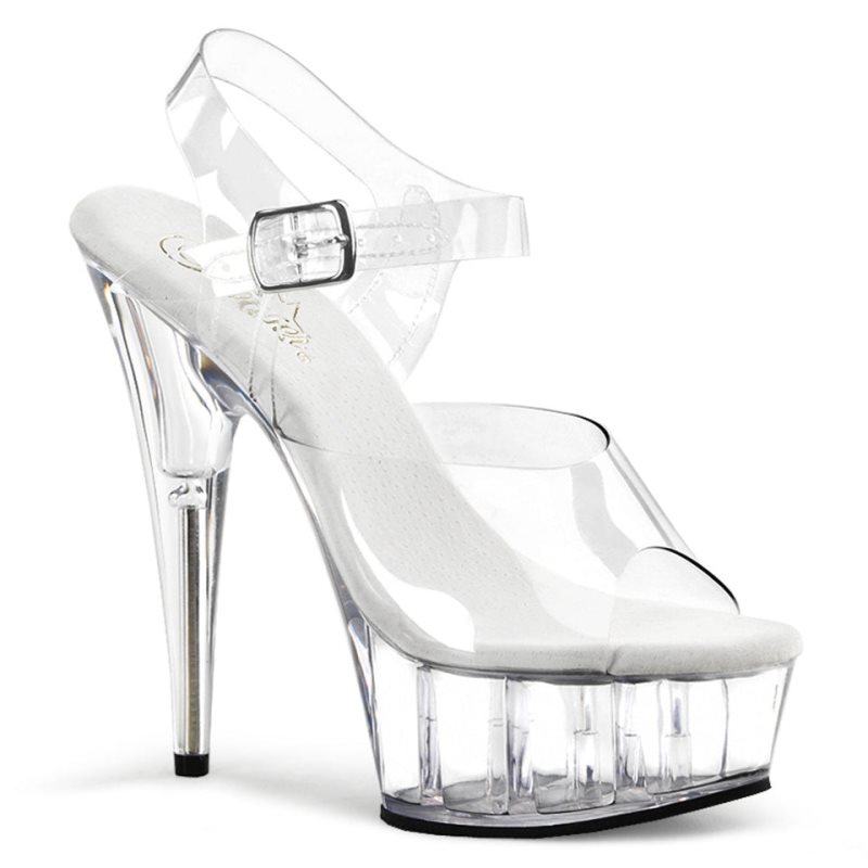 Pleaser Delight-608 Plateau High Heels Damen Clear | LFKDMXYQJ