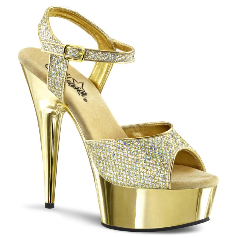 Pleaser Delight-609G Plateau High Heels Damen Gold | KIXLCLVIA