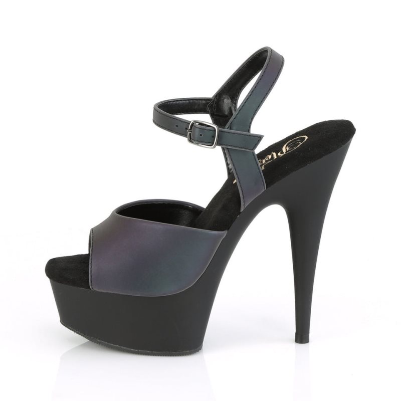 Pleaser Delight-609REFL Plateau High Heels Damen Grün Schwarz | PHBRSQRBC