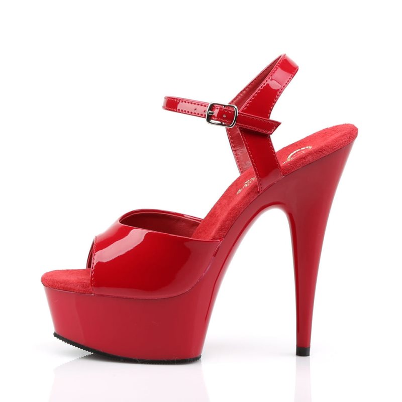 Pleaser Delight-609 Plateau High Heels Damen Rot | TQSYLRTPE