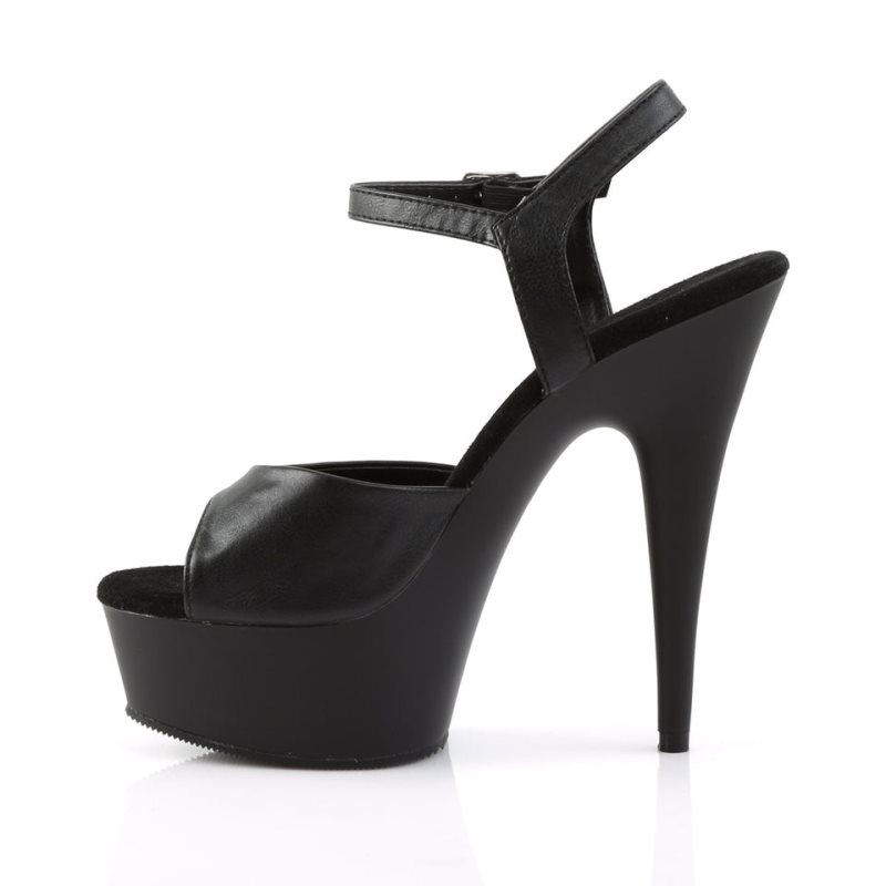 Pleaser Delight-609 Vegan Leather Plateau High Heels Damen Schwarz | CLWAPOXQS