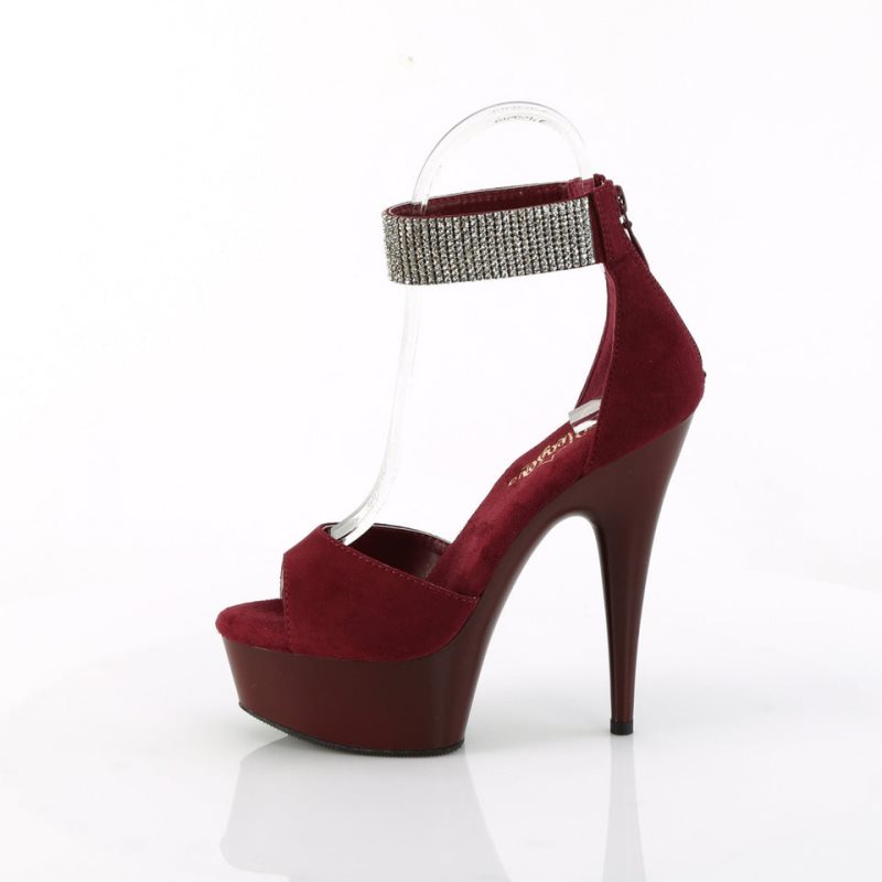 Pleaser Delight-625 Plateau High Heels Damen Bordeaux | BAKQKBLES