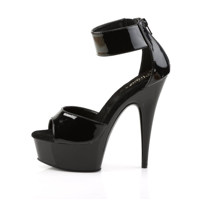 Pleaser Delight-670-3 Plateau High Heels Damen Schwarz | NGKBMIRQY