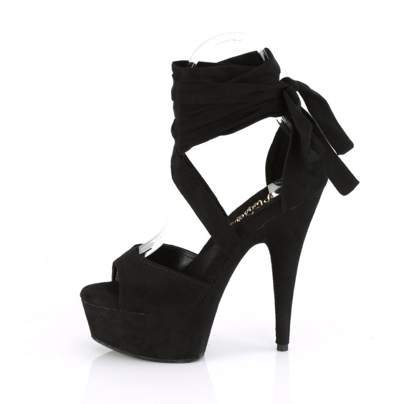 Pleaser Delight-679 Suede Plateau High Heels Damen Schwarz | SAYBXROGK