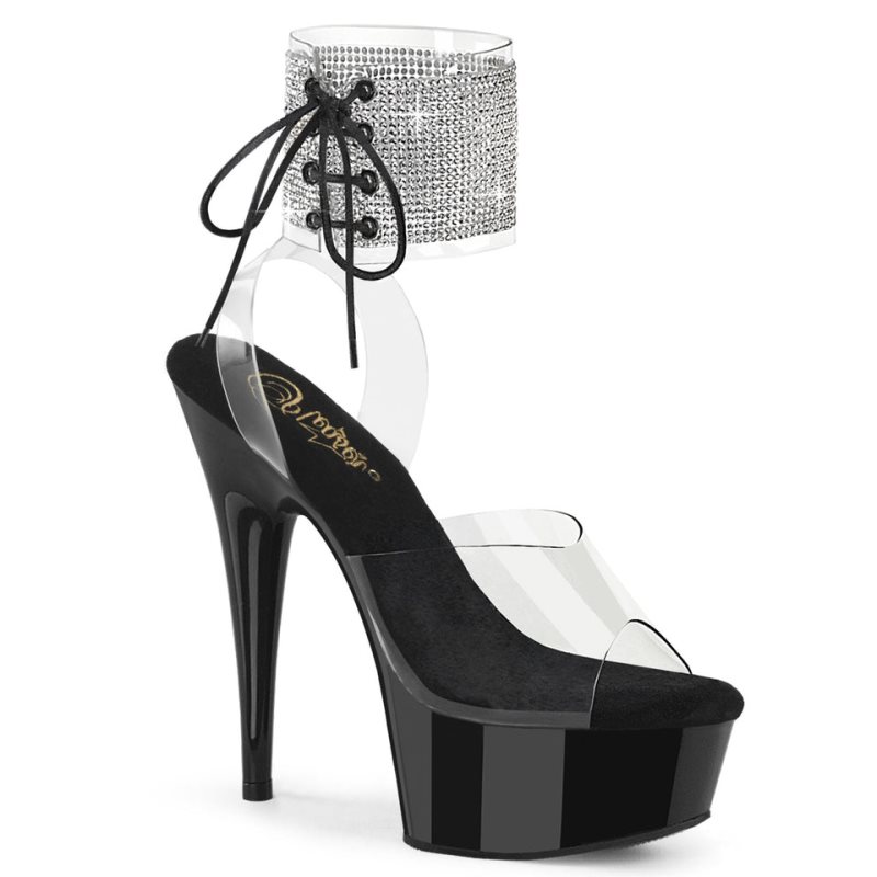 Pleaser Delight-691-2RS Plateau High Heels Damen Schwarz | WUQRKEMOQ