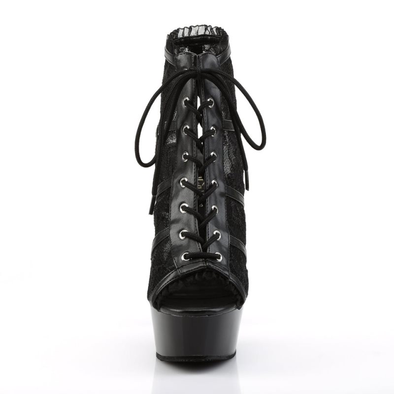 Pleaser Delight-696LC Stiefel Damen Schwarz | HZSVTSMXW