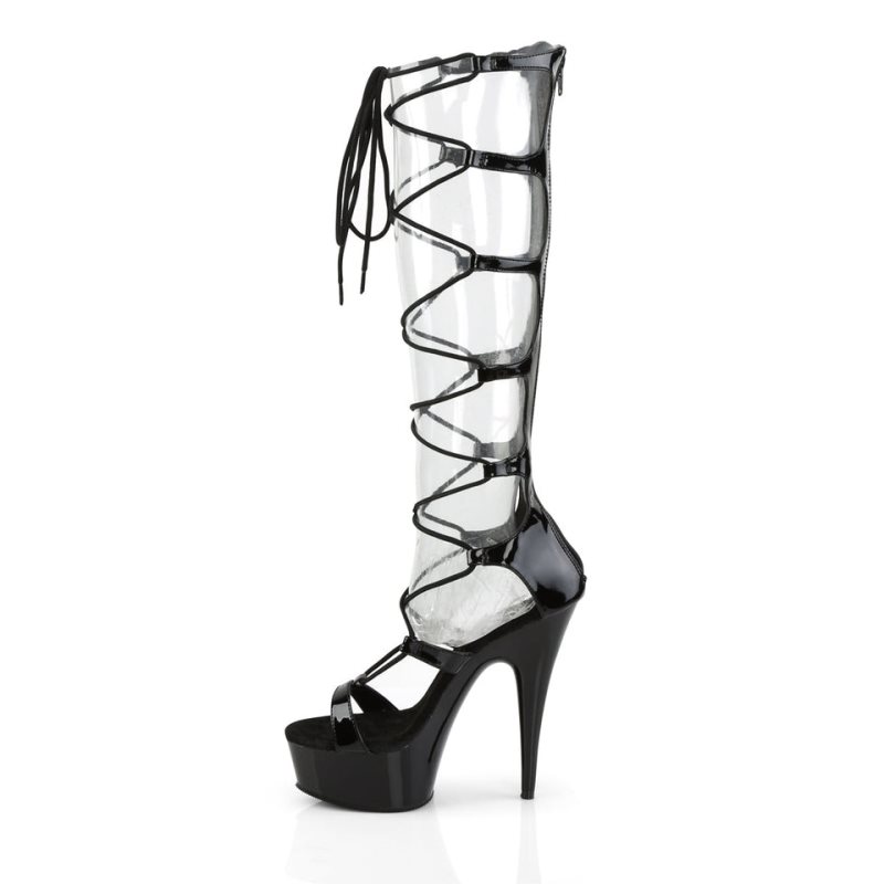 Pleaser Delight-698 Plateau High Heels Damen Schwarz | EUVKMUOIP