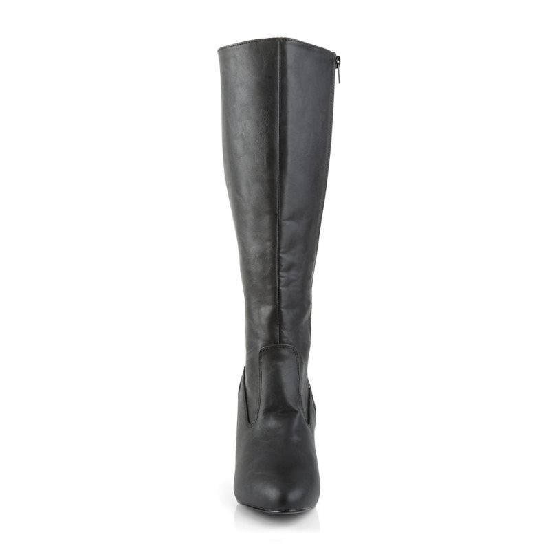 Pleaser Divine-2018 Vegan Leather Kniehohe Stiefel Damen Schwarz | YZHIYNUXD