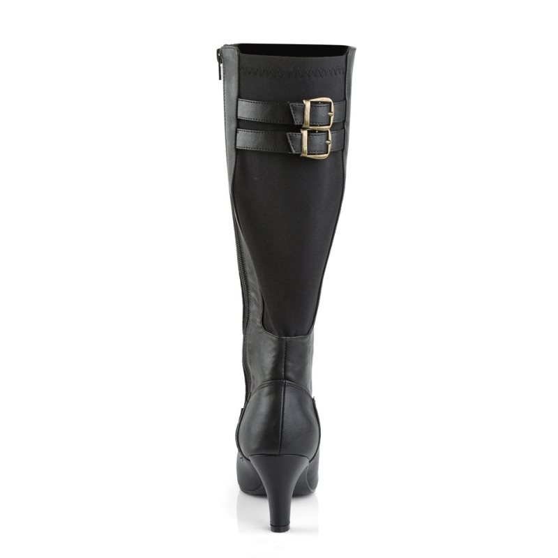 Pleaser Divine-2018 Vegan Leather Kniehohe Stiefel Damen Schwarz | YZHIYNUXD