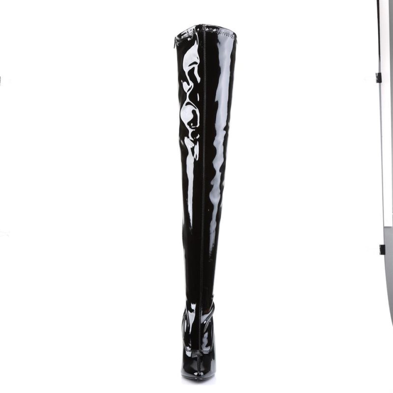 Pleaser Domina-3000 Overknee Stiefel Damen Schwarz | TLPQRJNAV