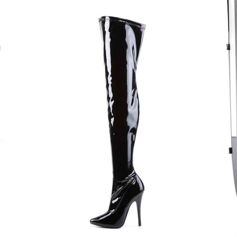 Pleaser Domina-3000 Overknee Stiefel Damen Schwarz | TLPQRJNAV