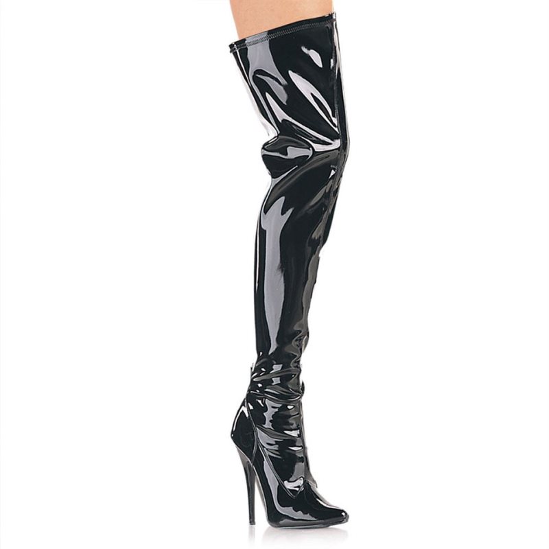 Pleaser Domina-3000 Overknee Stiefel Damen Schwarz | TLPQRJNAV