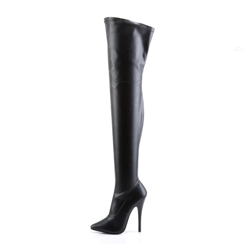 Pleaser Domina-3000 Vegan Leather Overknee Stiefel Damen Schwarz | LSTNPJYBU