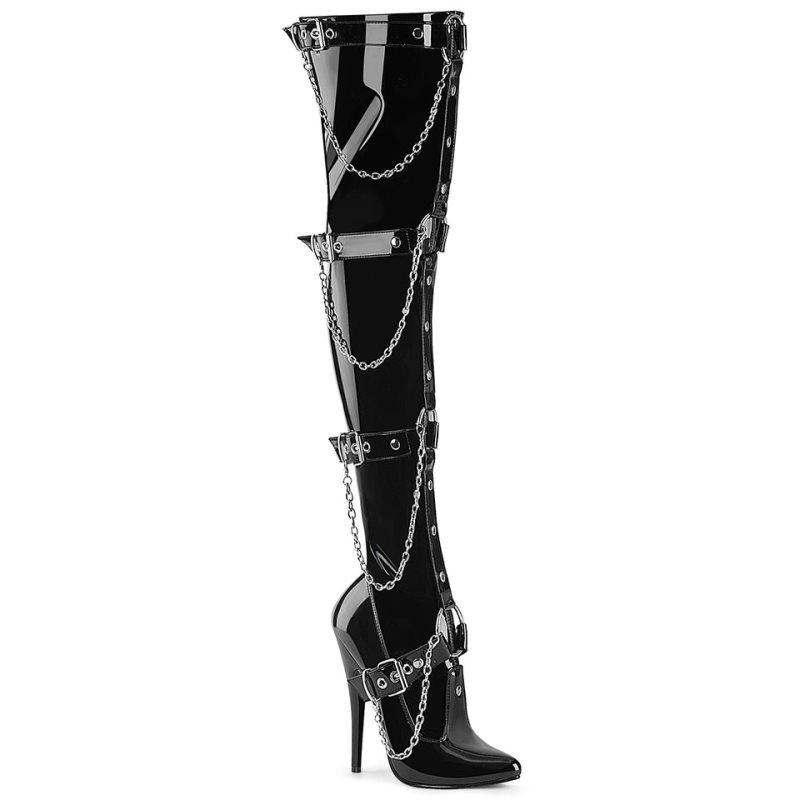 Pleaser Domina-3027 Overknee Stiefel Damen Schwarz | UMDNSMLTV