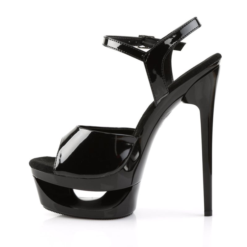 Pleaser Eclipse-609 Plateau High Heels Damen Schwarz | IFVSGRXED