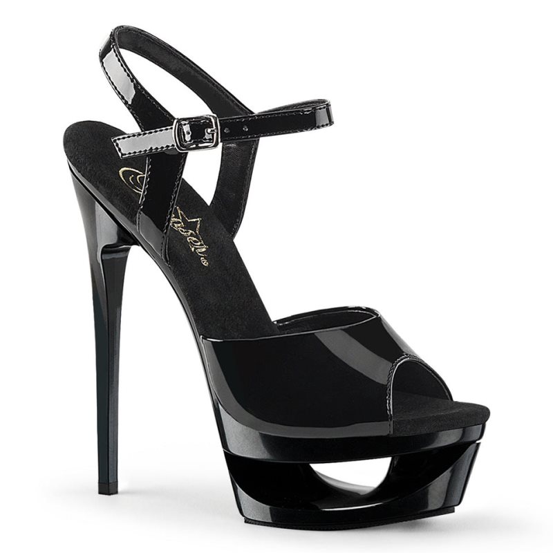 Pleaser Eclipse-609 Plateau High Heels Damen Schwarz | IFVSGRXED