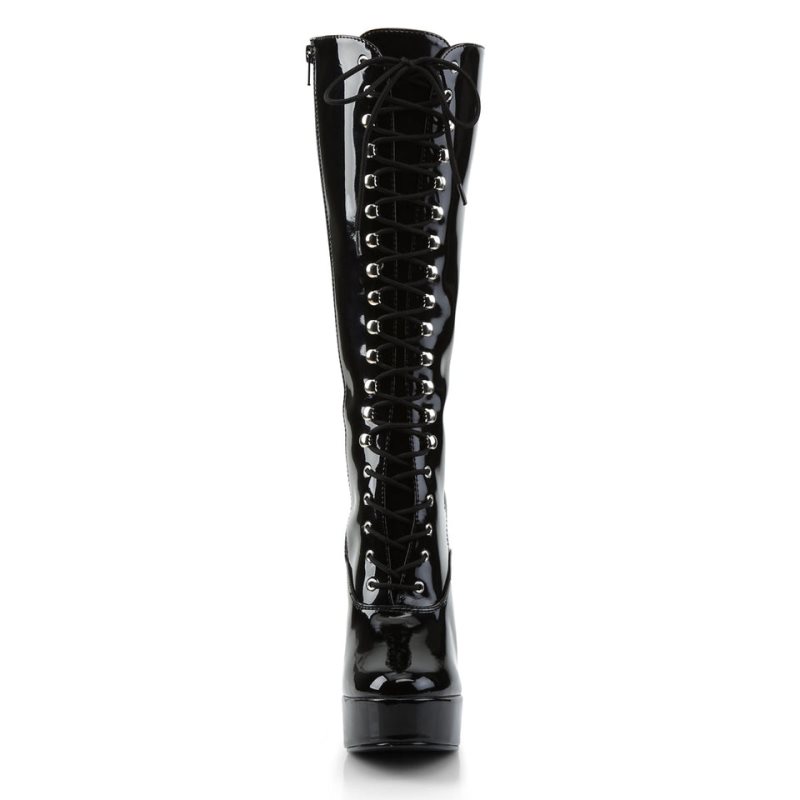 Pleaser Electra-2020 Kniehohe Stiefel Damen Schwarz | RQYAVIRTU