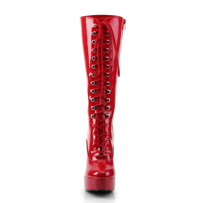 Pleaser Electra-2020 Kniehohe Stiefel Damen Rot | ZWDLQXLYA