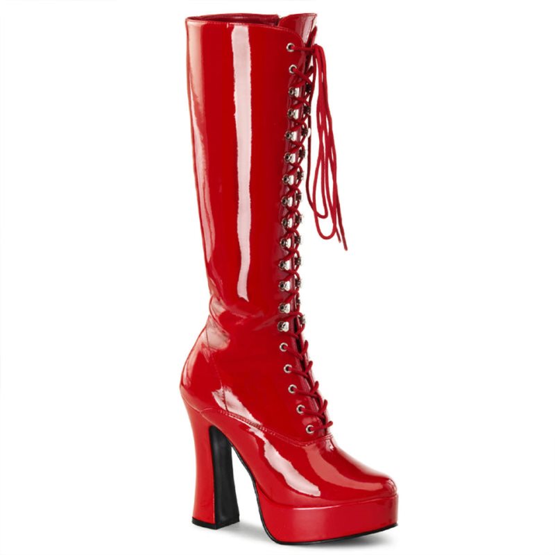 Pleaser Electra-2020 Kniehohe Stiefel Damen Rot | ZWDLQXLYA