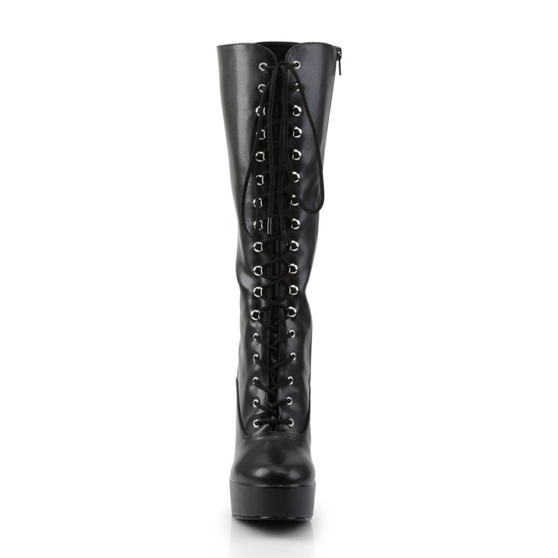 Pleaser Electra-2020 Vegan Leather Kniehohe Stiefel Damen Schwarz | VSKIVCBUE