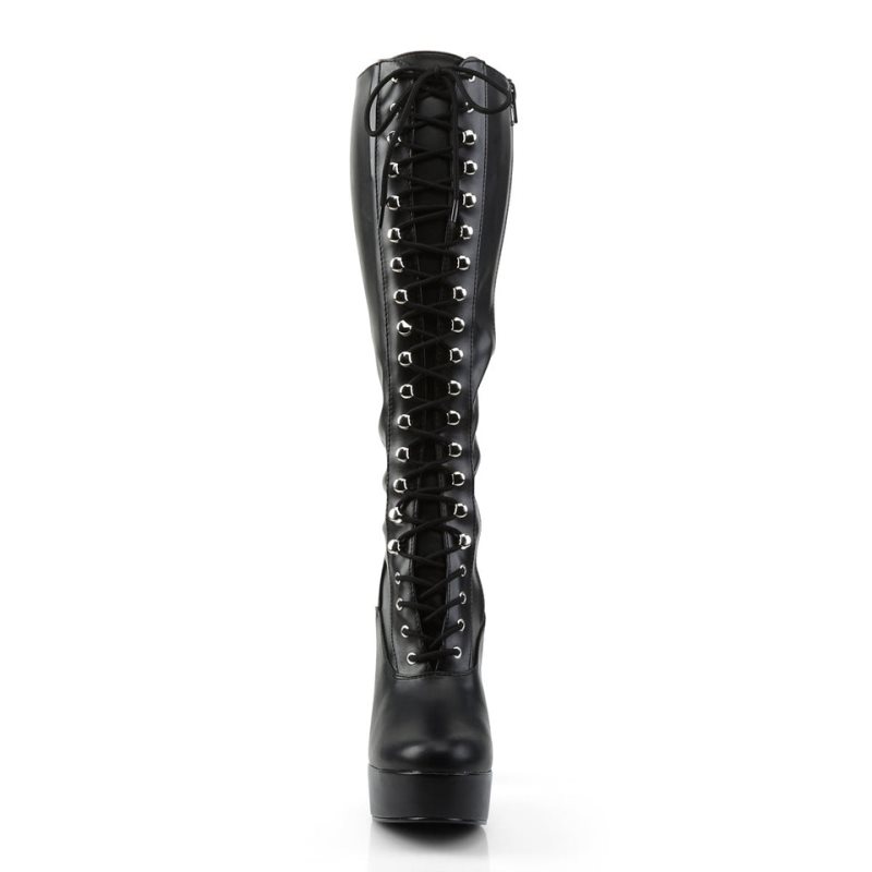 Pleaser Electra-2023 Vegan Leather Kniehohe Stiefel Damen Schwarz | IGQKZFAOX