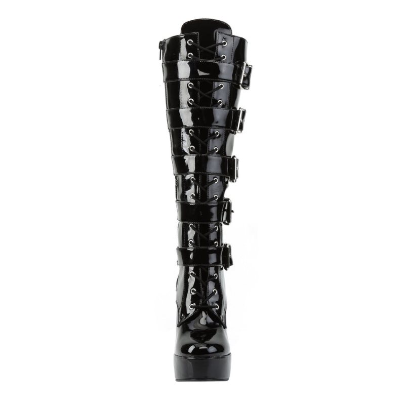 Pleaser Electra-2042 Kniehohe Stiefel Damen Schwarz | OUEKMGWXN