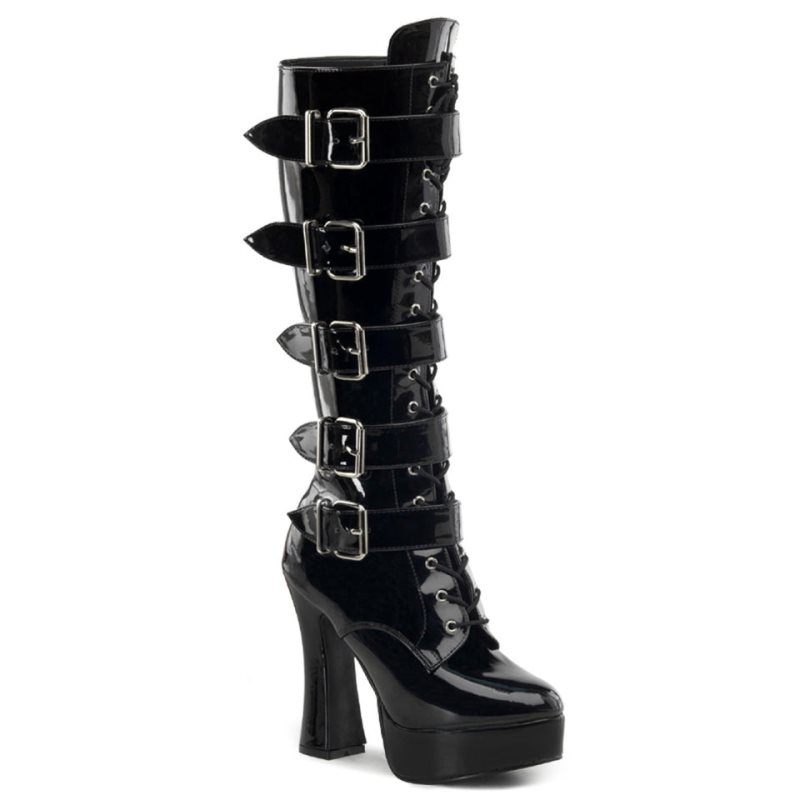 Pleaser Electra-2042 Kniehohe Stiefel Damen Schwarz | OUEKMGWXN