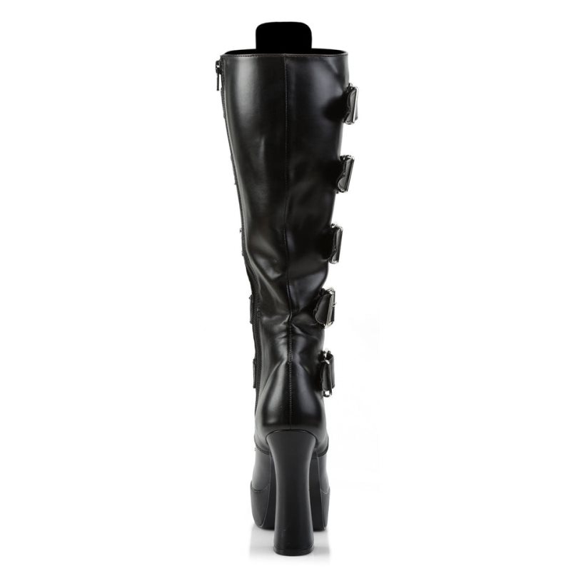 Pleaser Electra-2042 Vegan Leather Kniehohe Stiefel Damen Schwarz | PDGOHCUIY