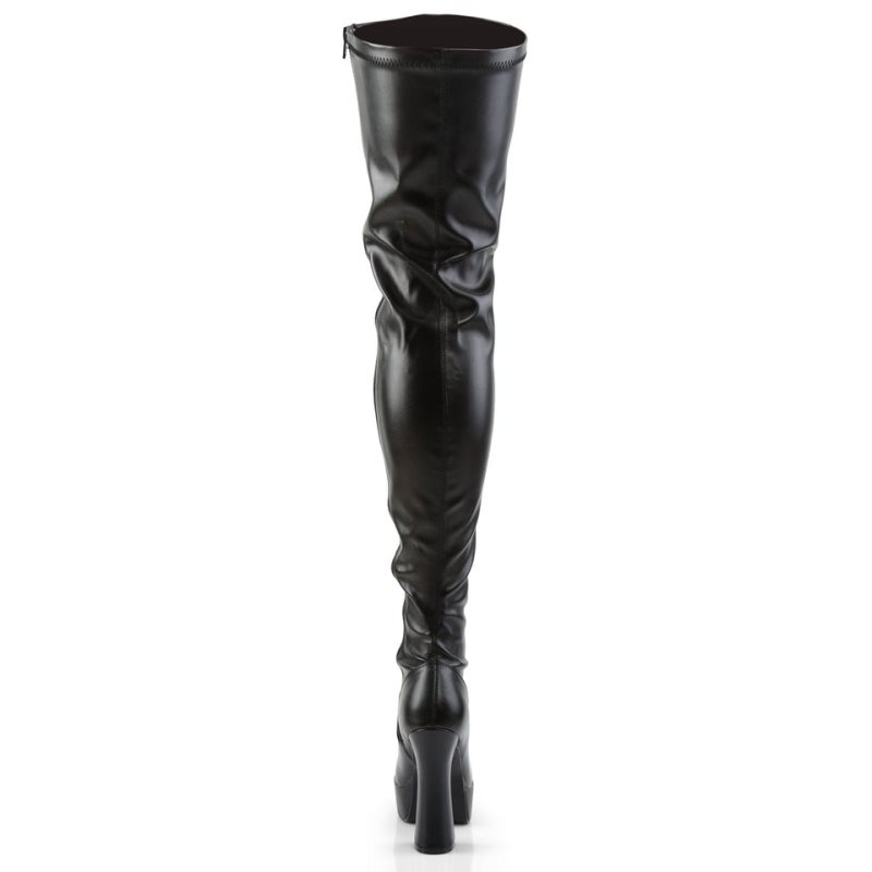 Pleaser Electra-3000Z Vegan Leather Overknee Stiefel Damen Schwarz | VNTJHKLTY