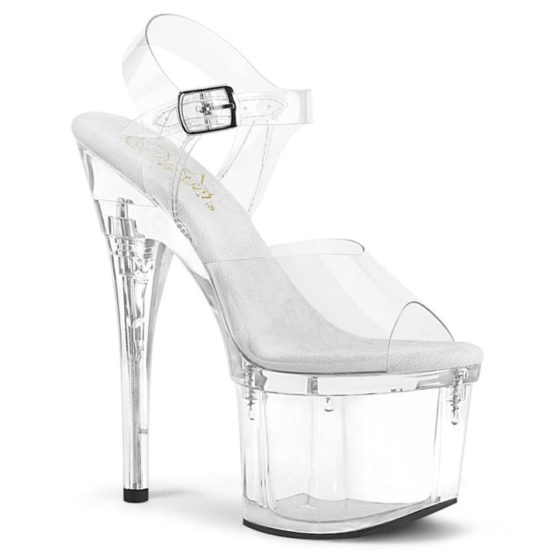 Pleaser Esteem-708 Plateau High Heels Damen Clear | UTACJIVGP