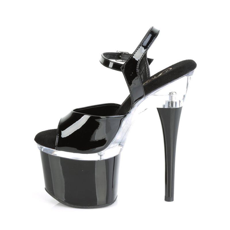 Pleaser Esteem-709 Plateau High Heels Damen Schwarz | VJCAXFSTI