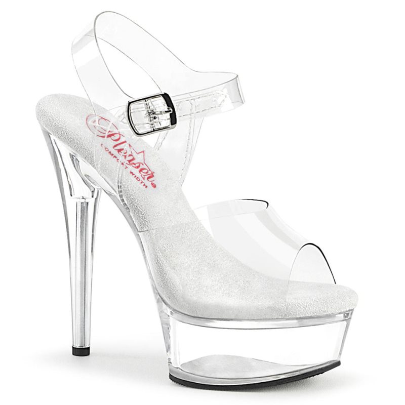 Pleaser Excite-608 Plateau High Heels Damen Clear | JXYAIRHUQ