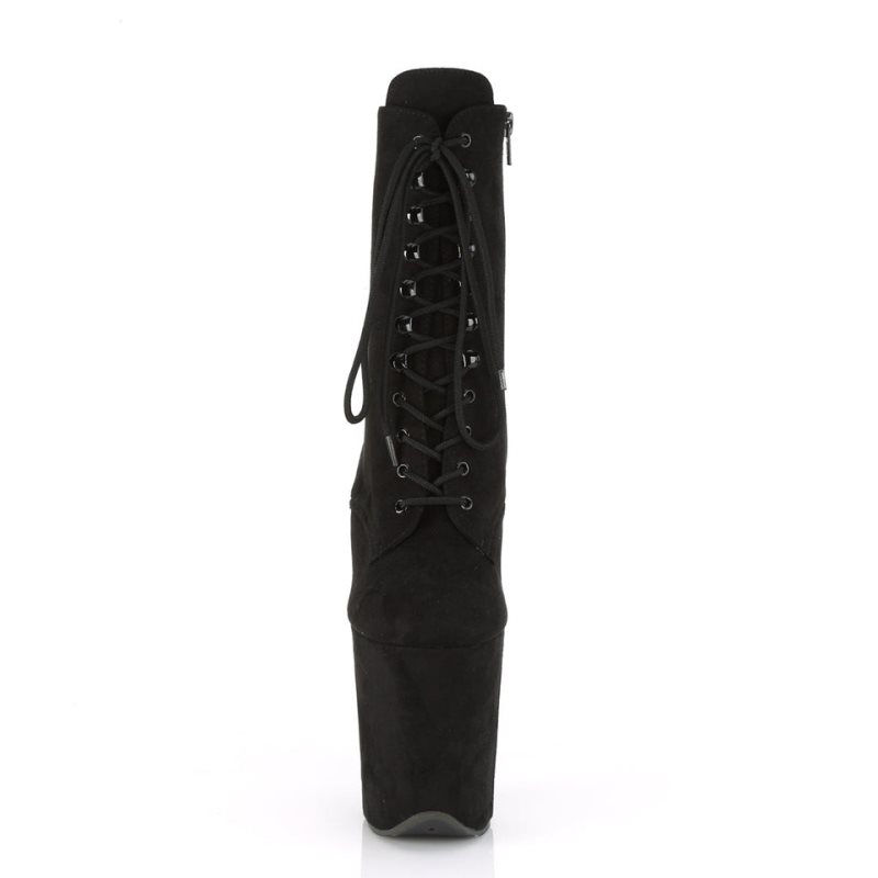 Pleaser Flamingo-1020FS Suede Stiefel Damen Schwarz | GMUTTQPCN