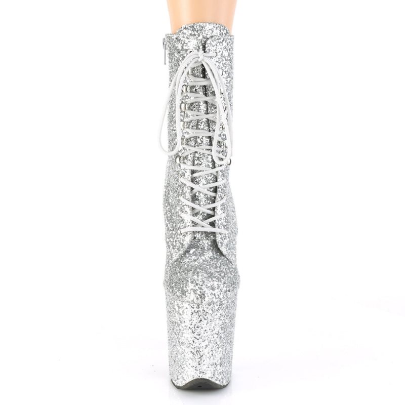 Pleaser Flamingo-1020GWR Stiefel Damen Silber | ZFAPYFWRD