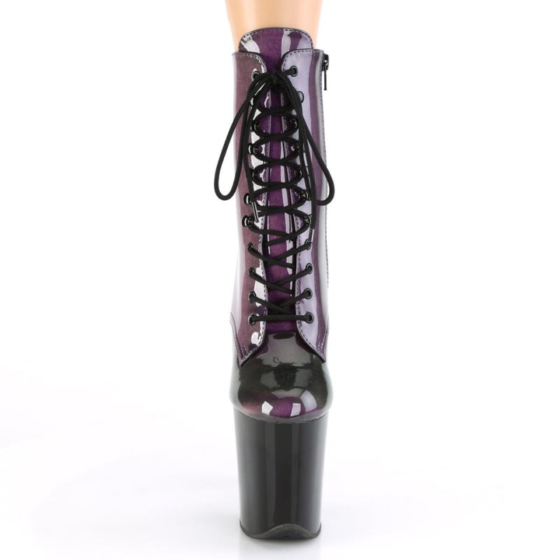 Pleaser Flamingo-1020SHG Stiefel Damen Lila Schwarz | HWDFSWOTE