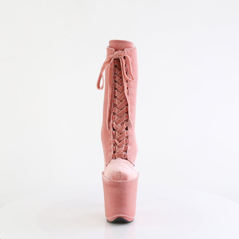 Pleaser Flamingo-1045VEL Stiefel Damen Rosa | VQNMWRXBJ