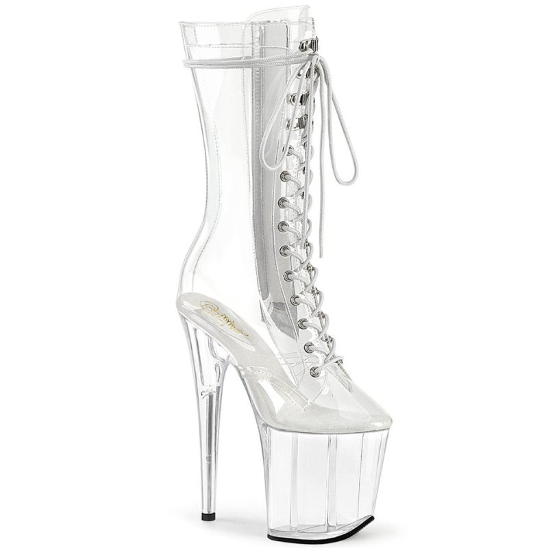 Pleaser Flamingo-1050C Stiefel Damen Clear | SLYMVFRUO