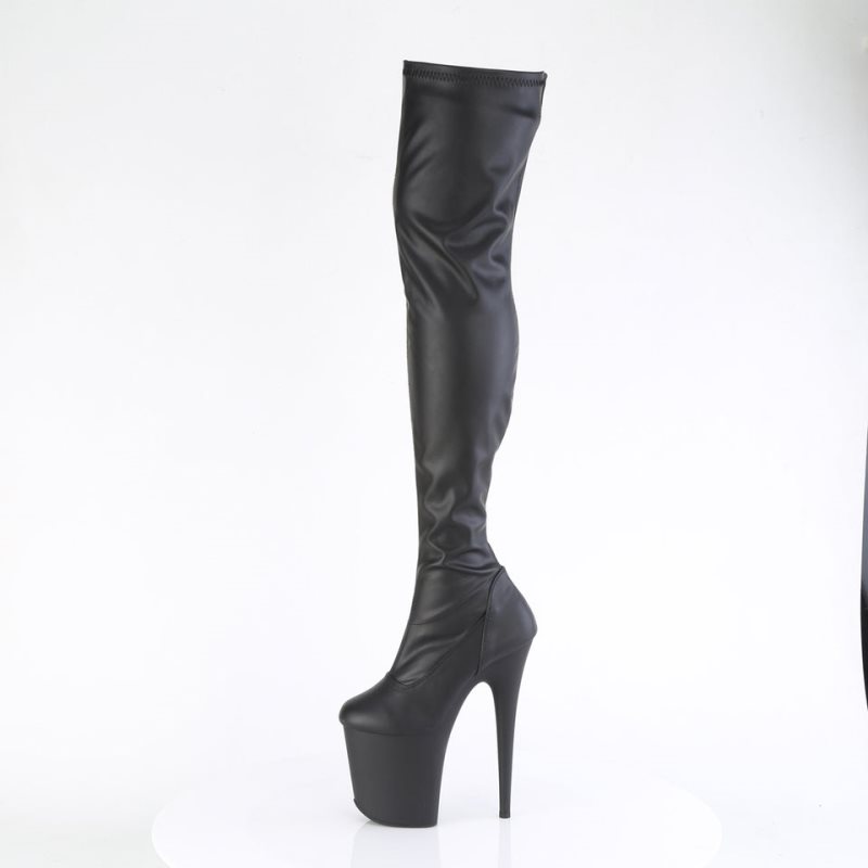 Pleaser Flamingo-3000 Vegan Leather Overknee Stiefel Damen Schwarz | XOQNLXUGD